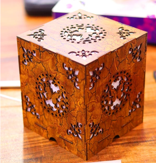 Buy laser Cut Square Box Wooden Butterfly Pattern Night Lamp | Decor We 